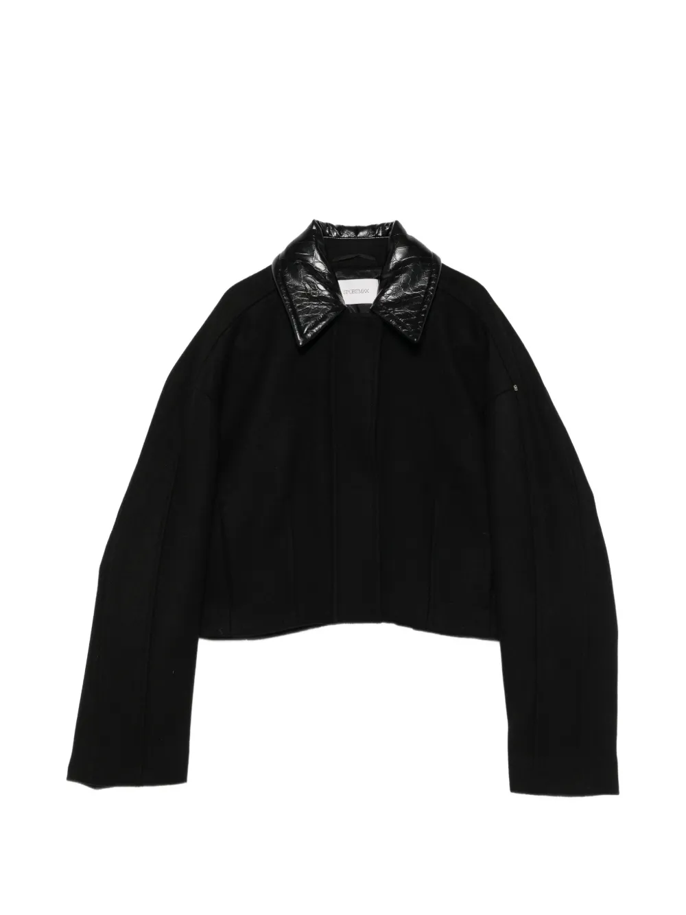 Sportmax SPXVolume crocodile-effect collar jacket - Schwarz
