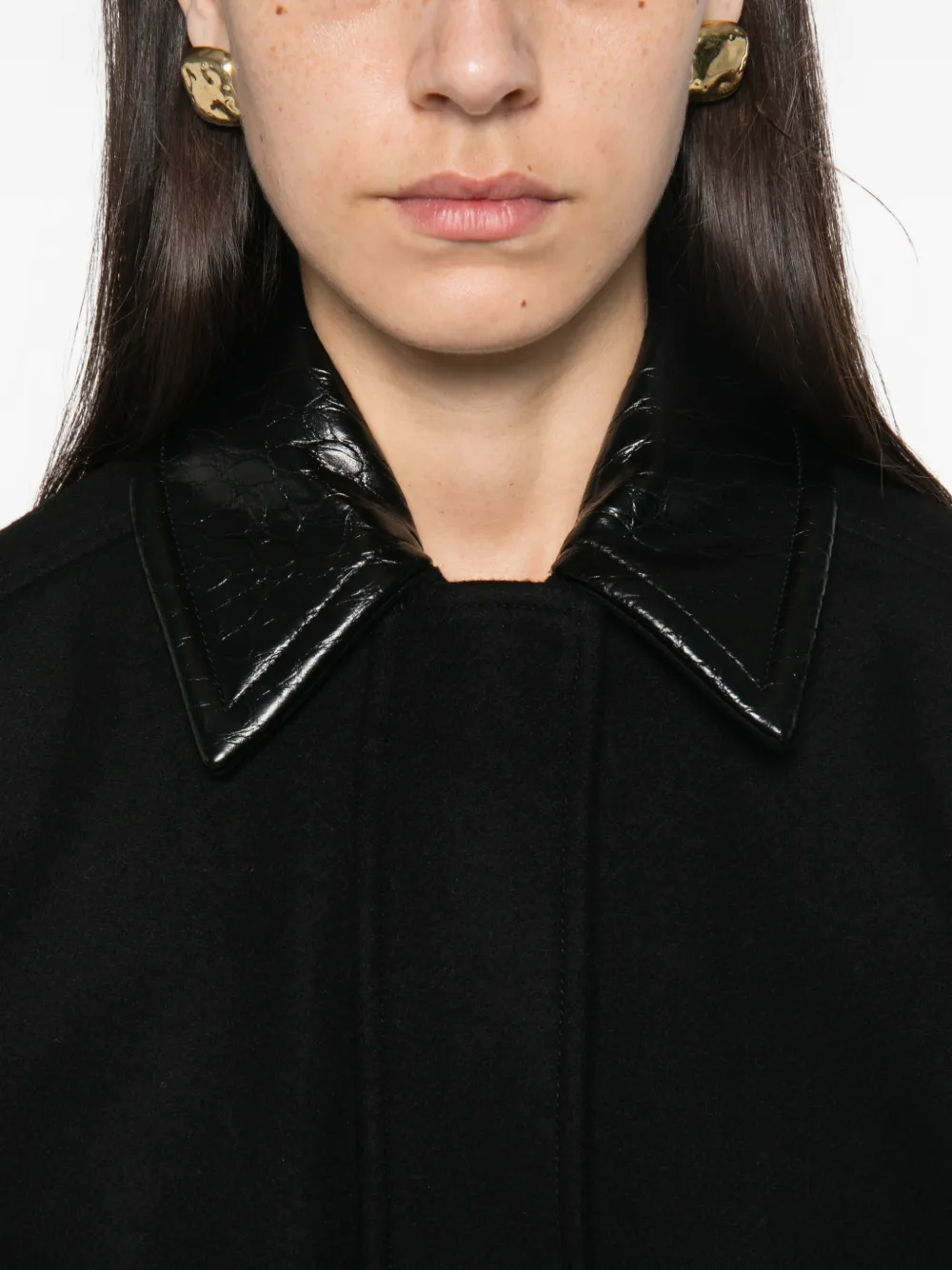 Sportmax SPXVolume jack met kraag met krokodillenreliëf Zwart