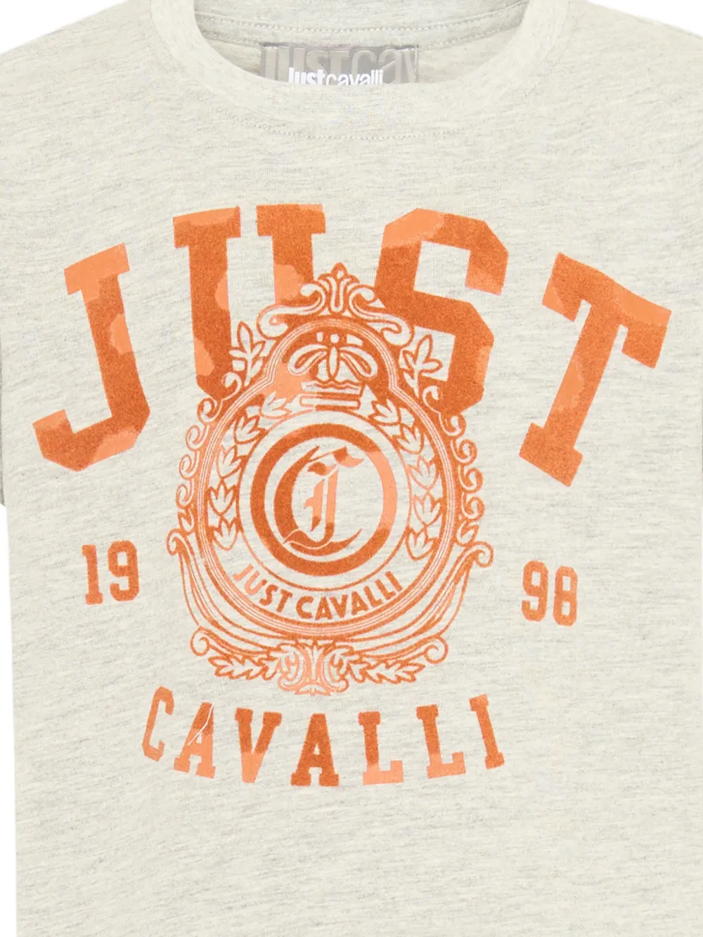 Just Cavalli Kids Katoenen T-shirt met logoprint Grijs