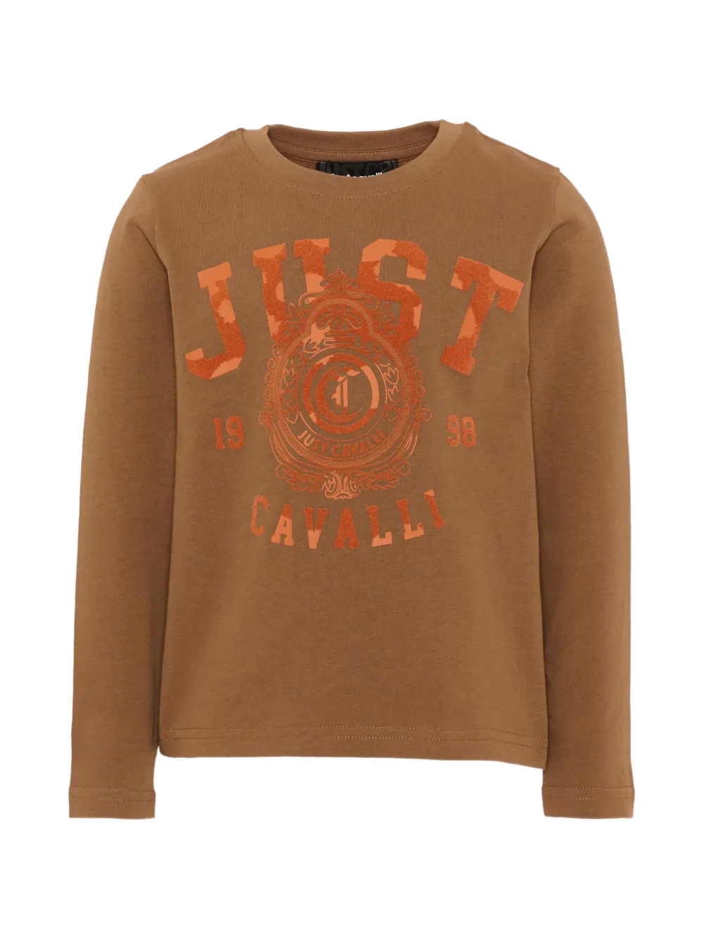 Just Cavalli Kids T-shirt met lange mouwen en logo-print Bruin