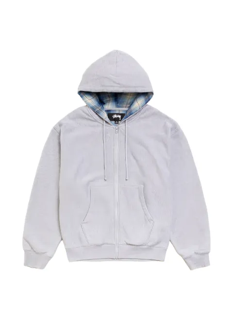 Stüssy hoodie con motivo de cuadros y cierre