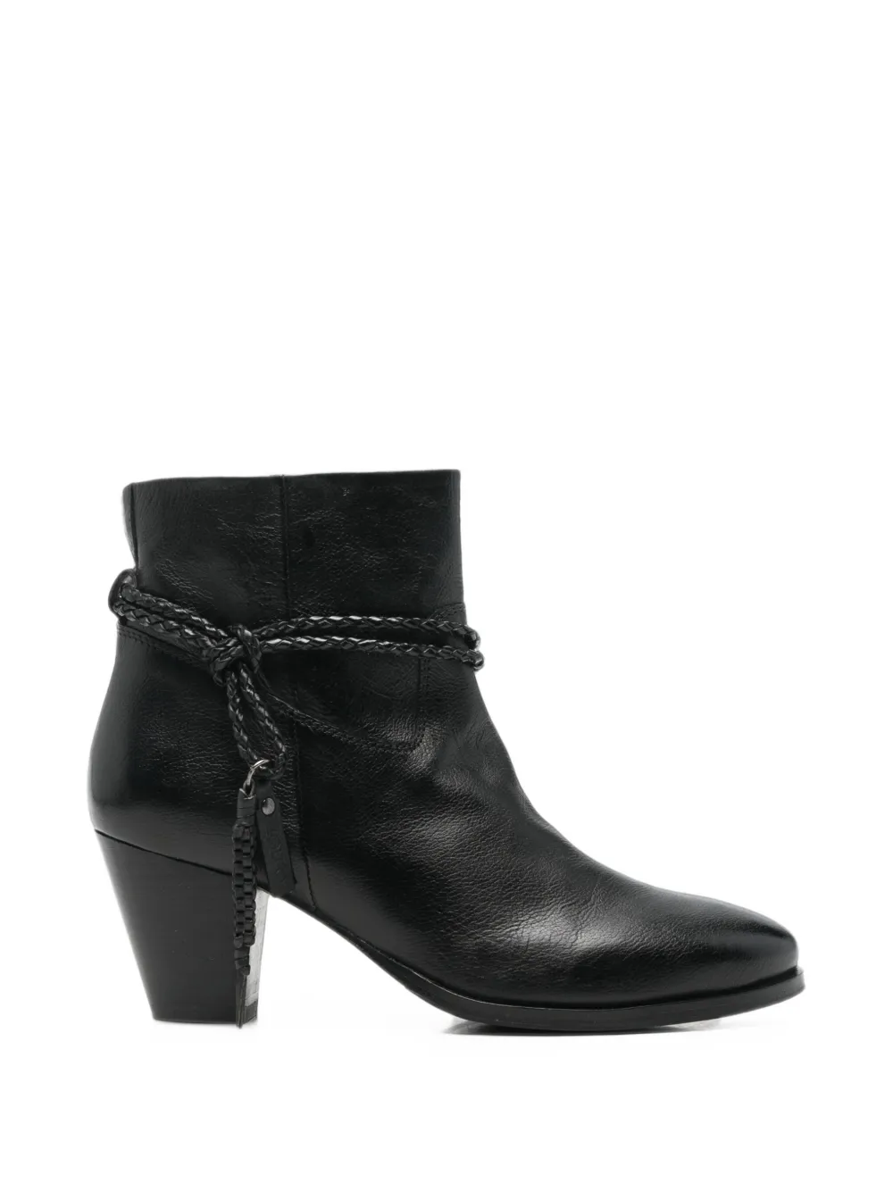 Zolfo Braided-strap Leather Ankle Boots In Black