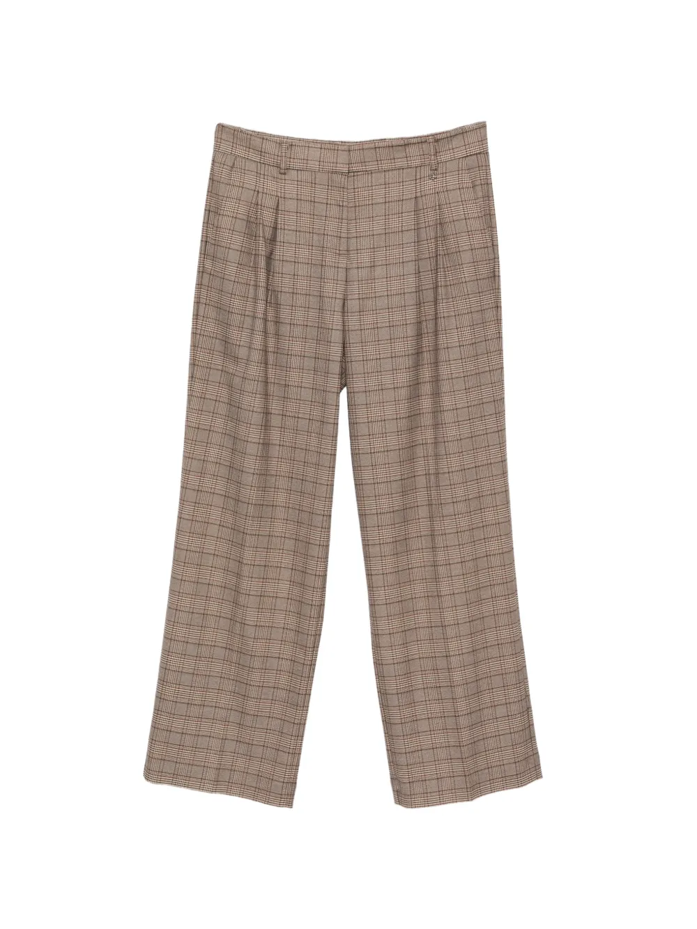 Aniye By check-pattern pleated trousers - Marron
