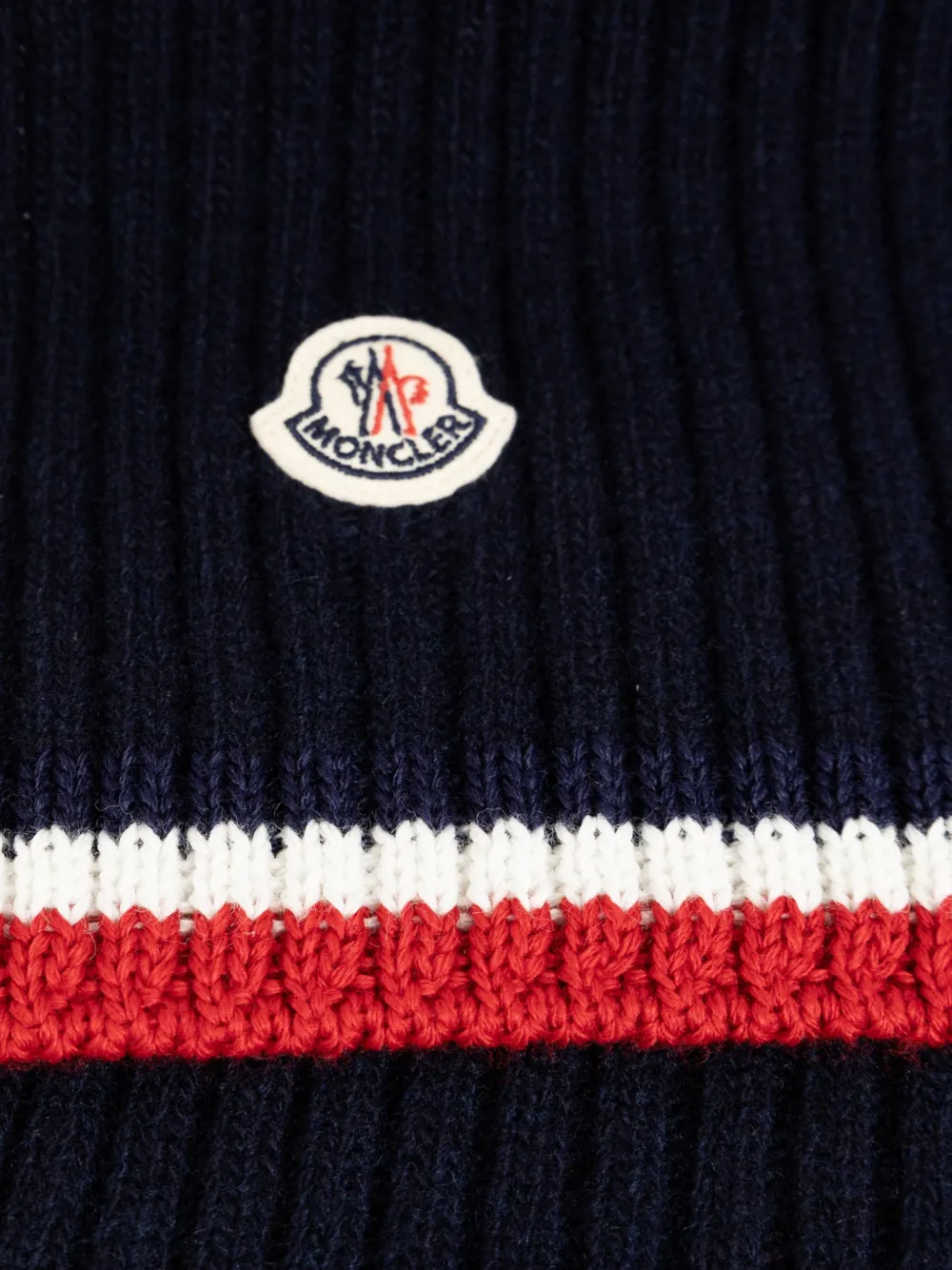 Moncler Enfant Ribgebreide sjaalset met logo-patch Blauw