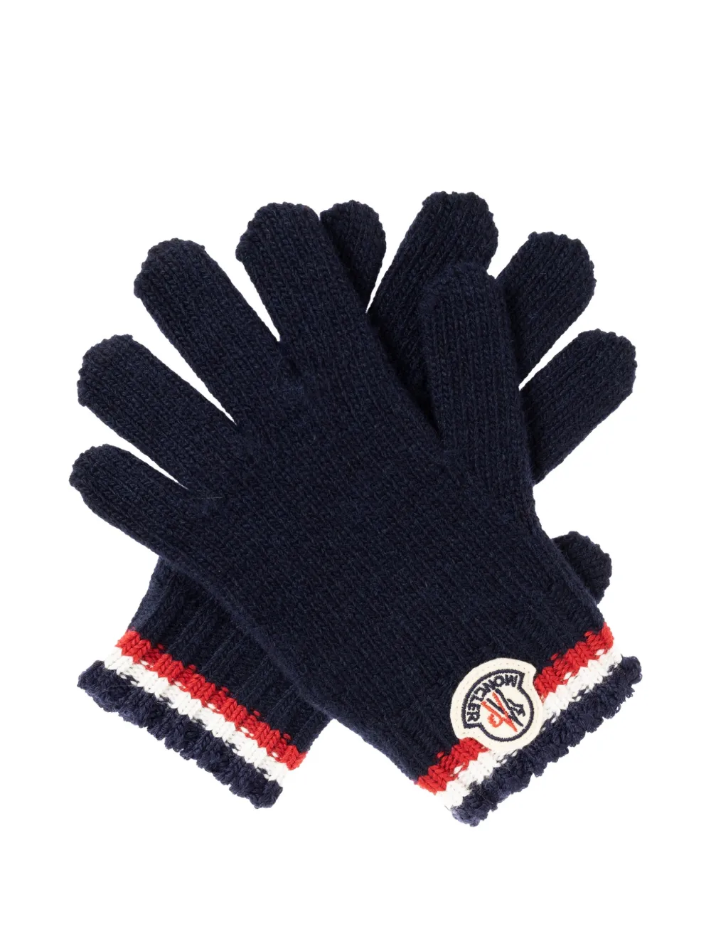 Moncler Enfant Ribgebreide sjaalset met logo-patch Blauw