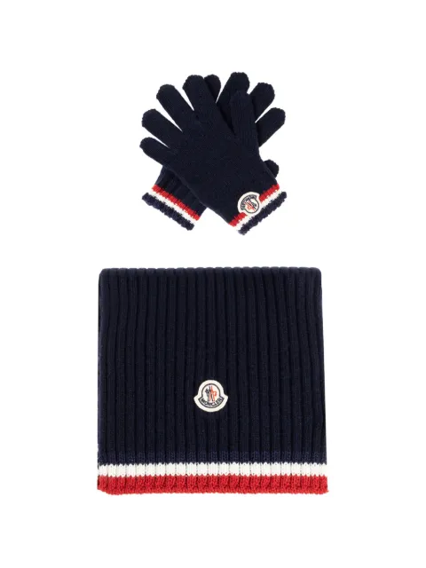 Moncler Enfant ensemble d’écharpes en maille côtelée à patch logo