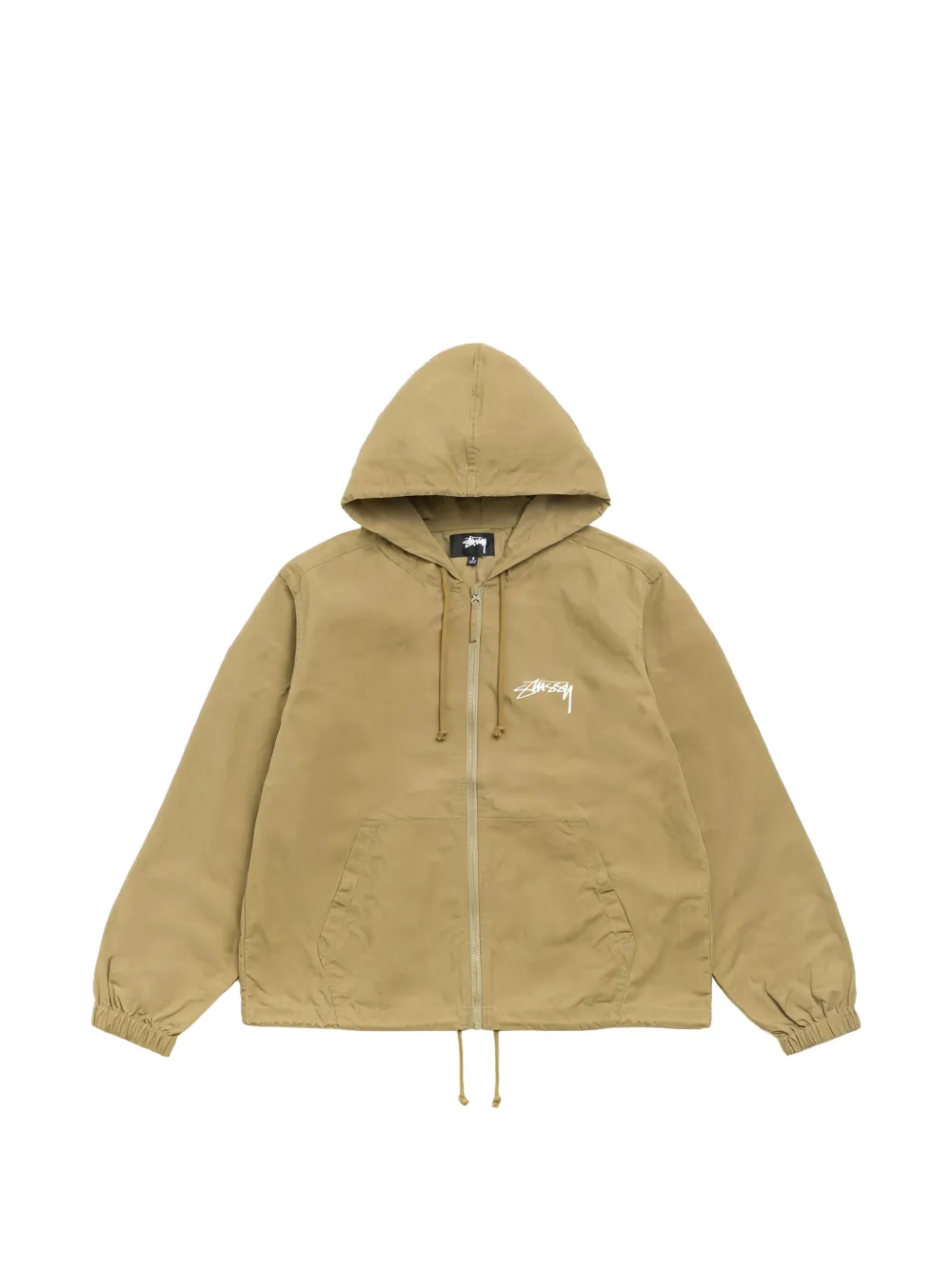 Stussy Logo-print Waxed-cotton Jacket In 그린