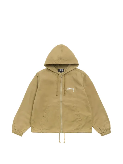 Stüssy logo-print waxed-cotton jacket