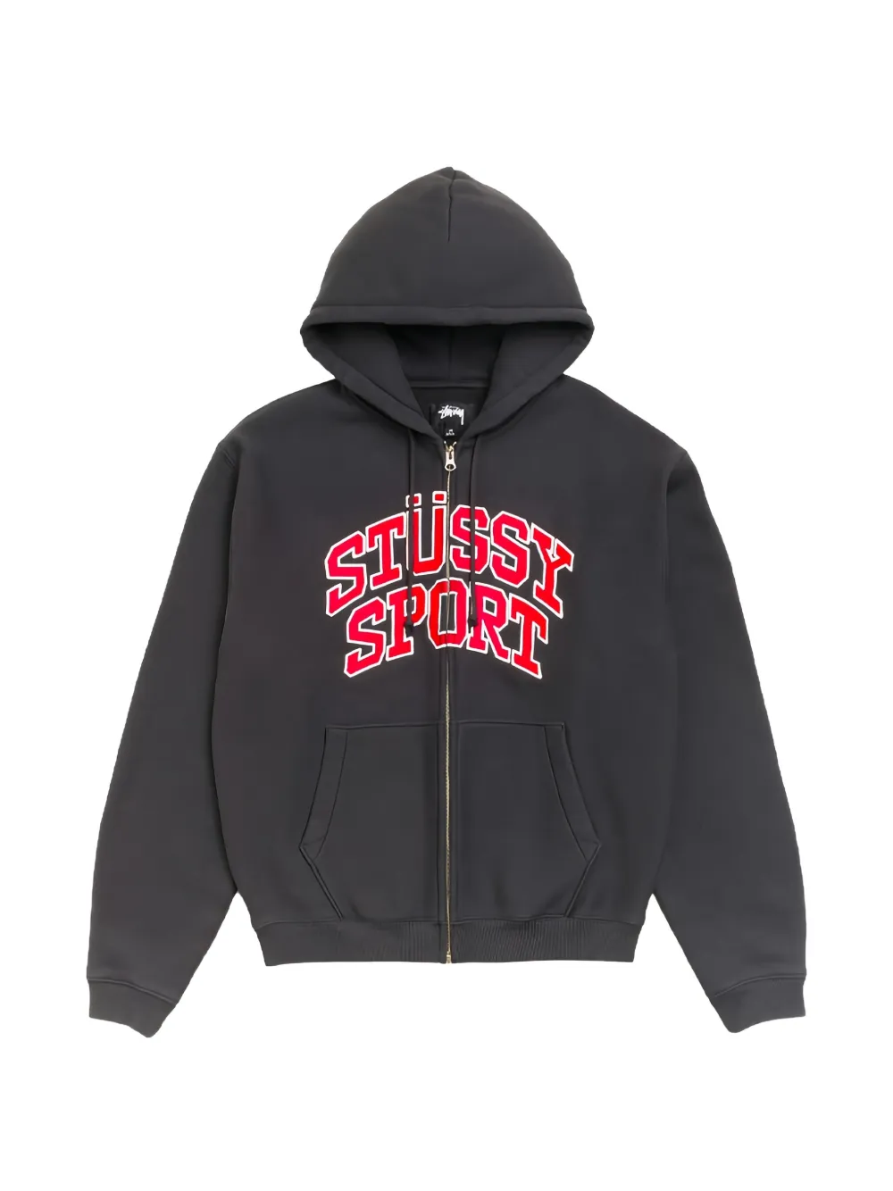 Stussy Logo-print Zip-up Hoodie In Gray