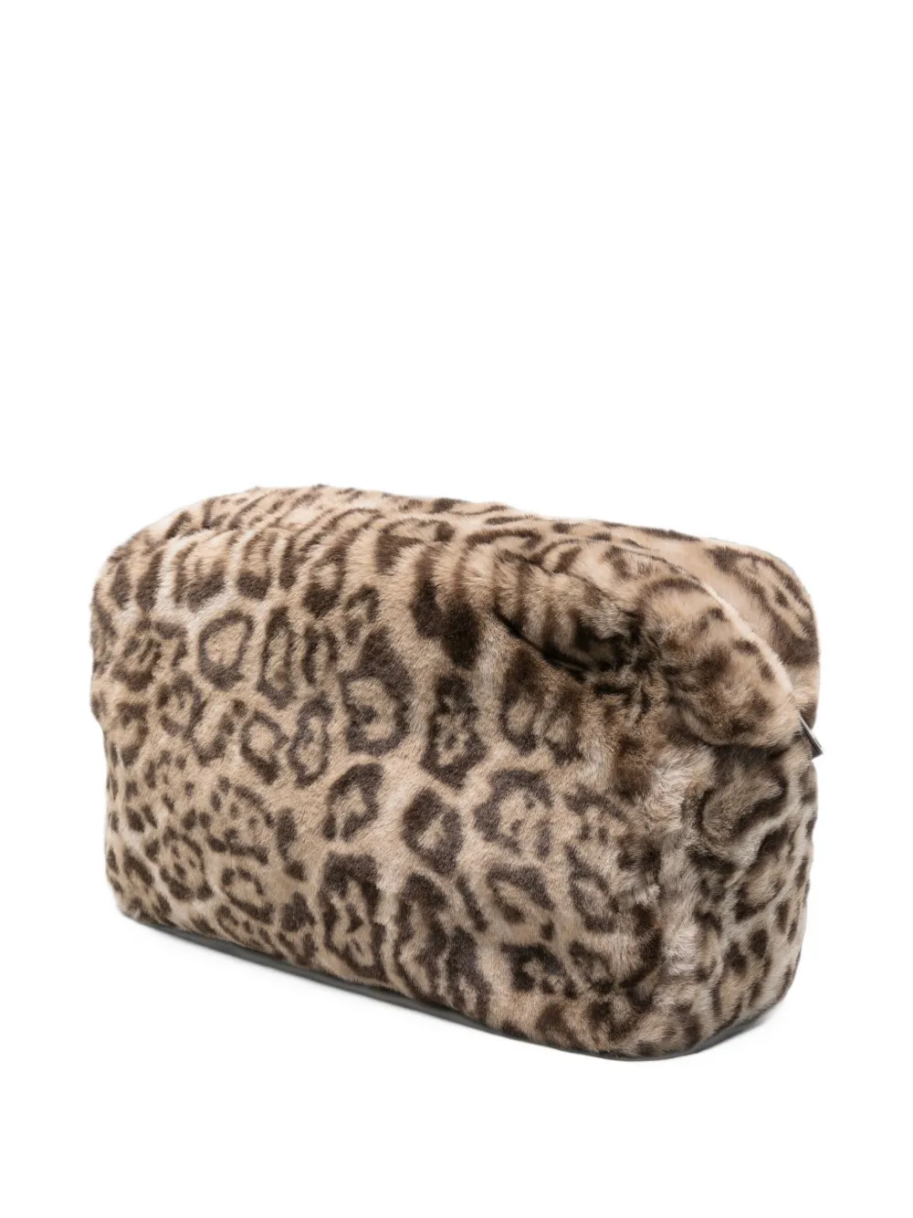 Apparis Jumbo Noor leopard-print faux-fur clutch bag Bruin
