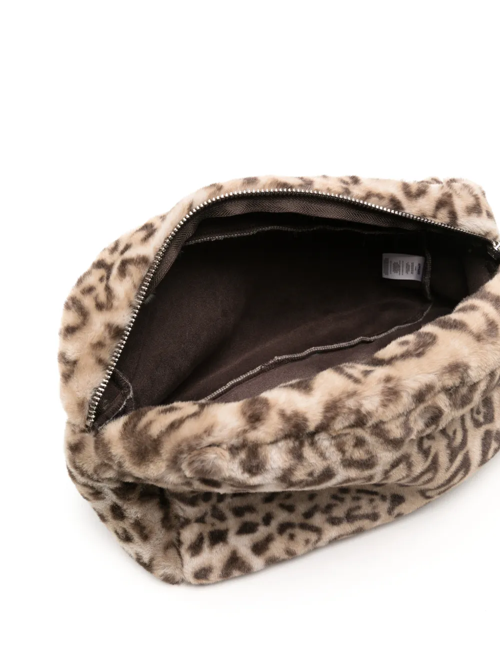 Apparis Jumbo Noor leopard-print faux-fur clutch bag Bruin