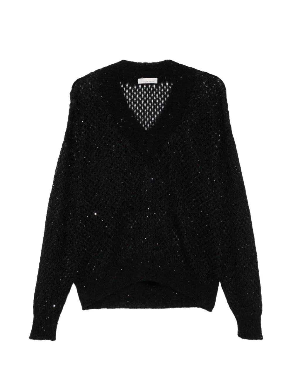 Liviana Conti sequin-embellished open-knit sweater Zwart