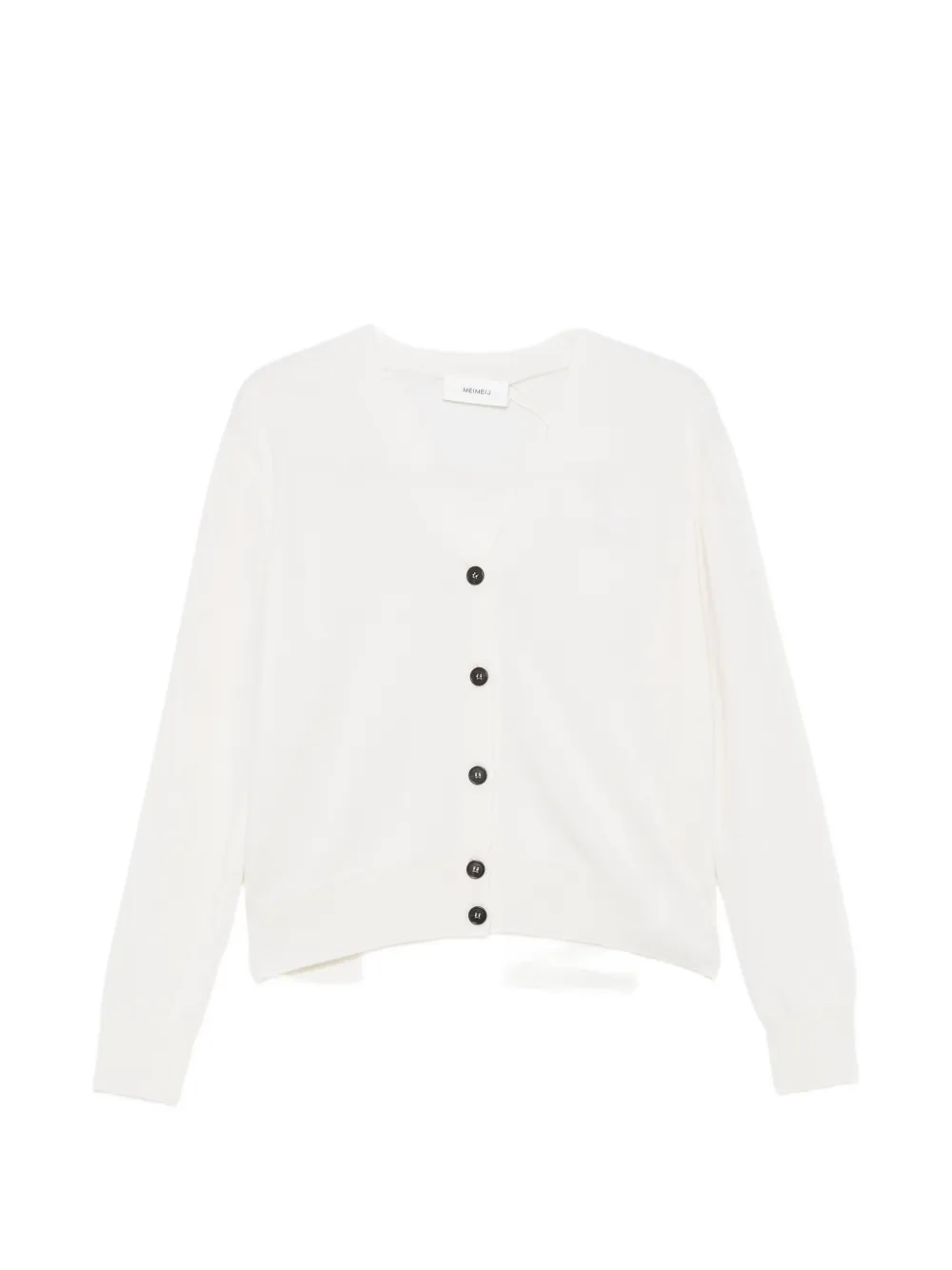 MeimeiJ scarf-detail V-neck cardigan - Blanc MeimeiJ scarf-detail V-neck cardigan - Blanc