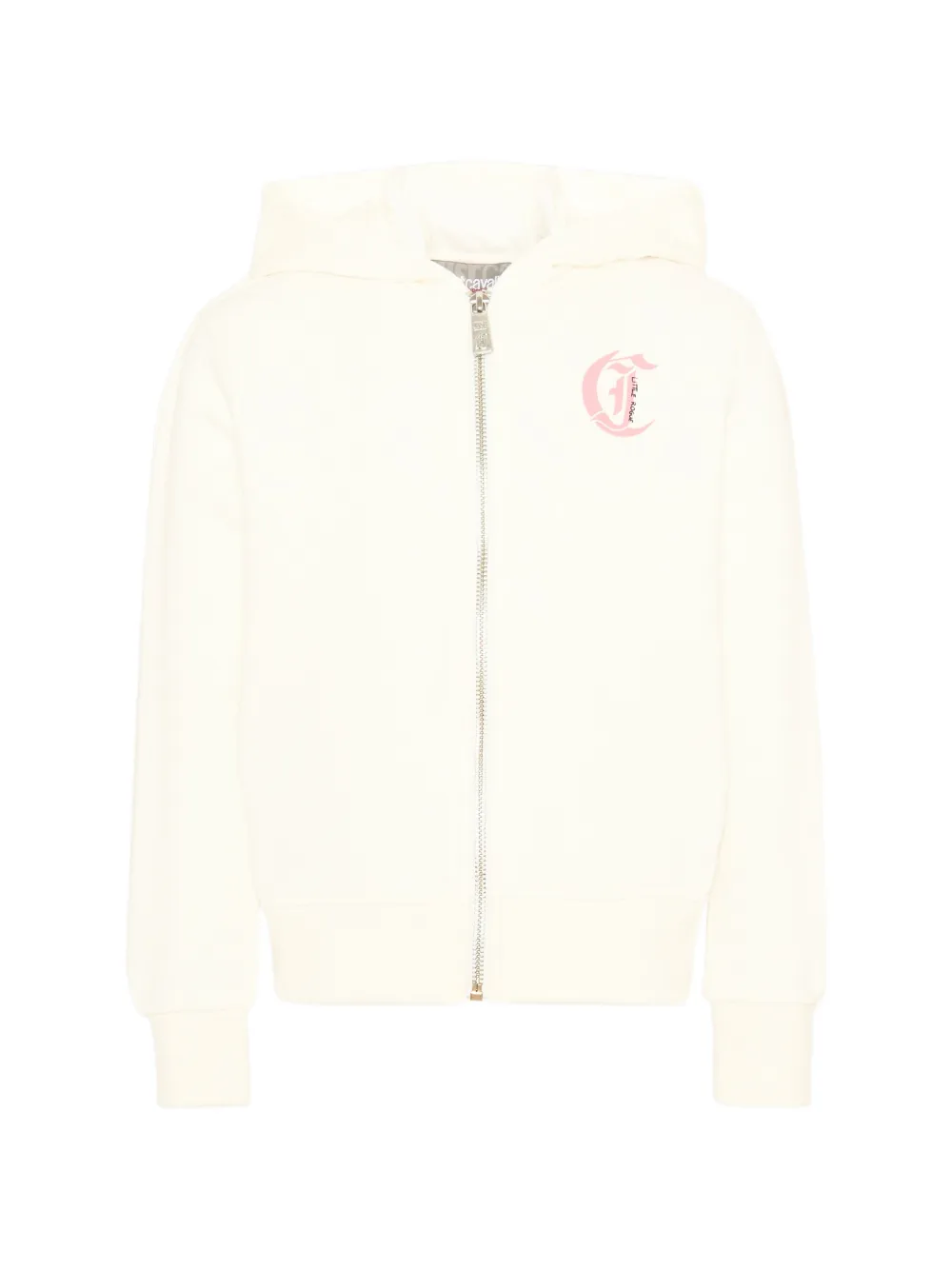 Just Cavalli Kids floral-print zip-up hoodie - Bianco