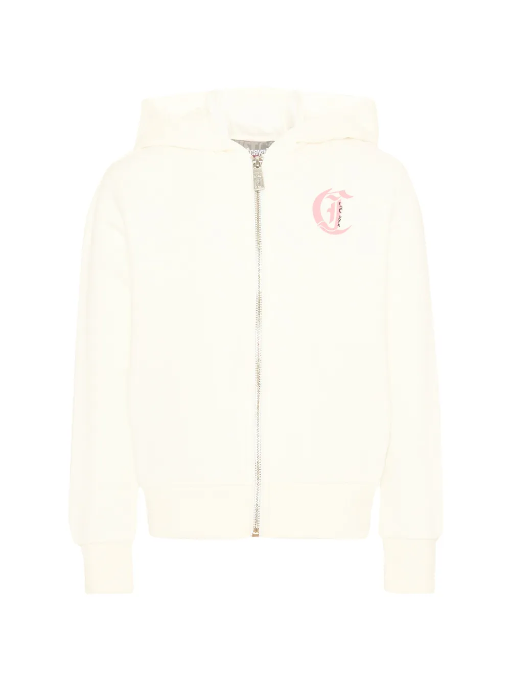 Just Cavalli Kids floral-print zip-up hoodie - Bianco