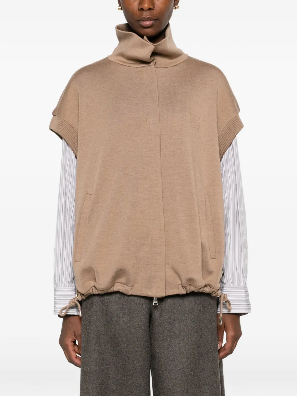 Max Mara drawstring high-neck gilet Beige