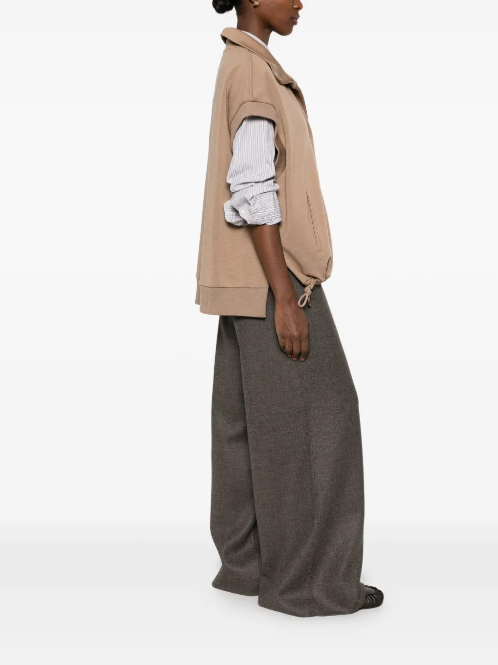 Max Mara drawstring high-neck gilet Beige