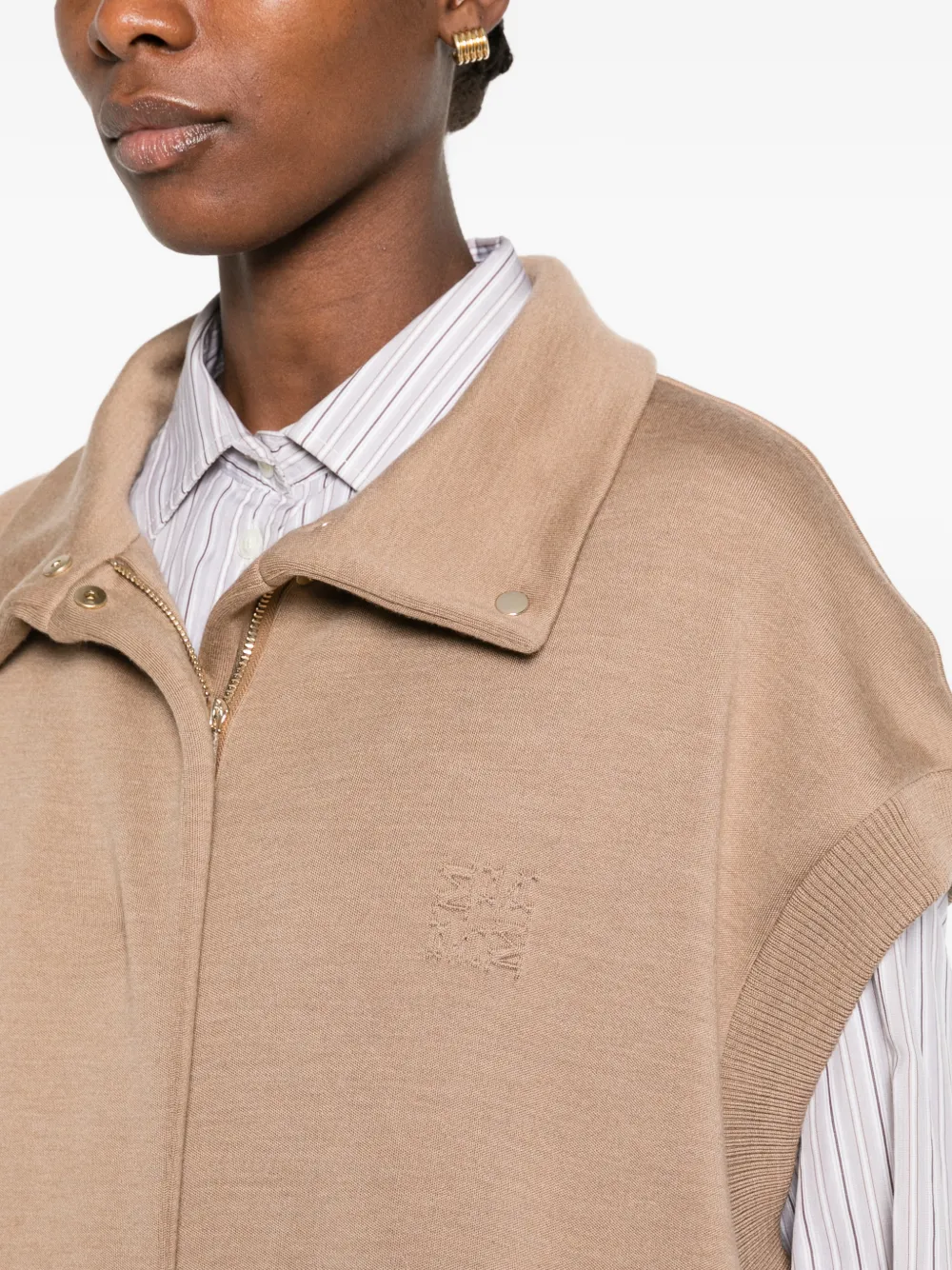 Max Mara drawstring high-neck gilet Beige