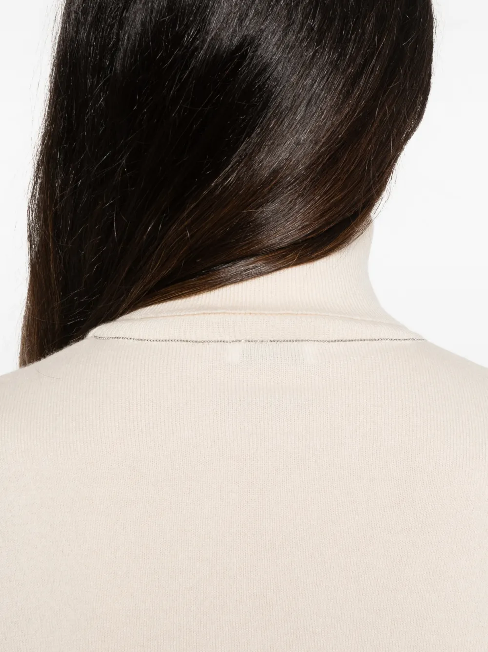Brunello Cucinelli Monili-chain roll-neck sweater Beige
