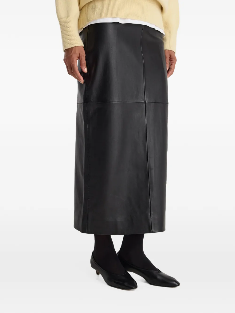 Róhe leather midi skirt - Schwarz