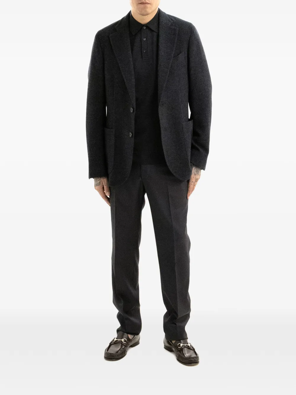 Incotex single-breasted wool blazer Grijs