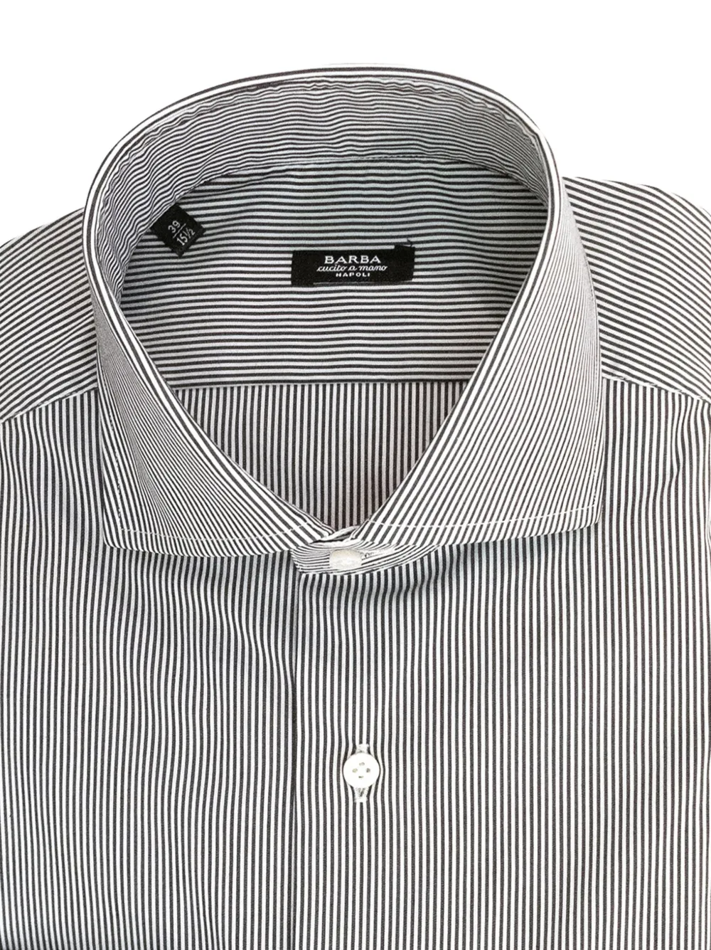 Barba striped spread-collar shirt Wit