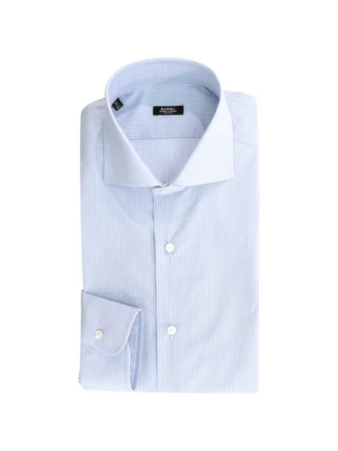 Barba vertical-stripe spread-collar shirt
