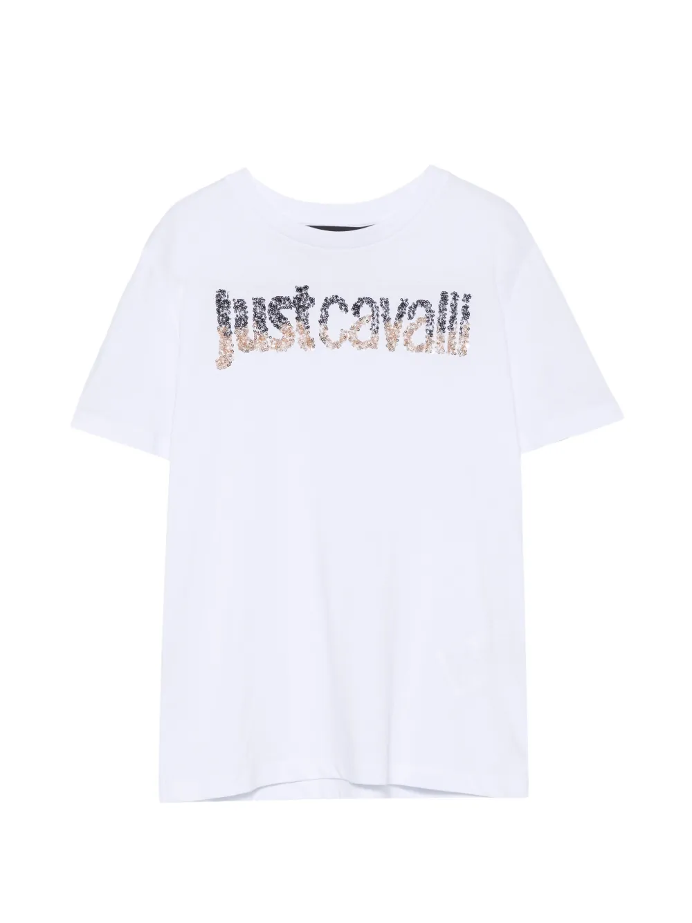 Just Cavalli sequin-logo T-shirt Wit