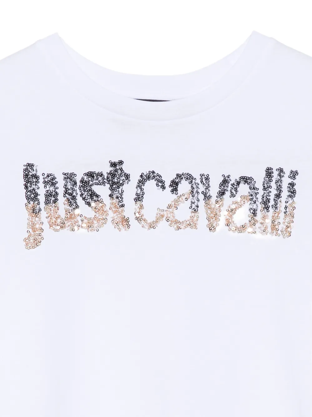Just Cavalli sequin-logo T-shirt Wit