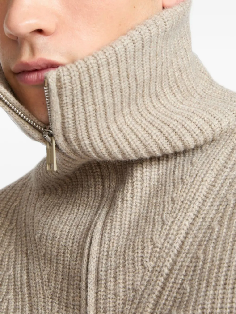 Yves Salomon Ribgebreide trui Beige