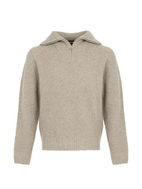 Yves Salomon ribbed-knit half-zip sweater