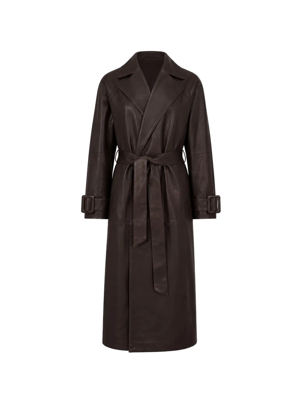 Nour Hammour belted leather coat - Marrone