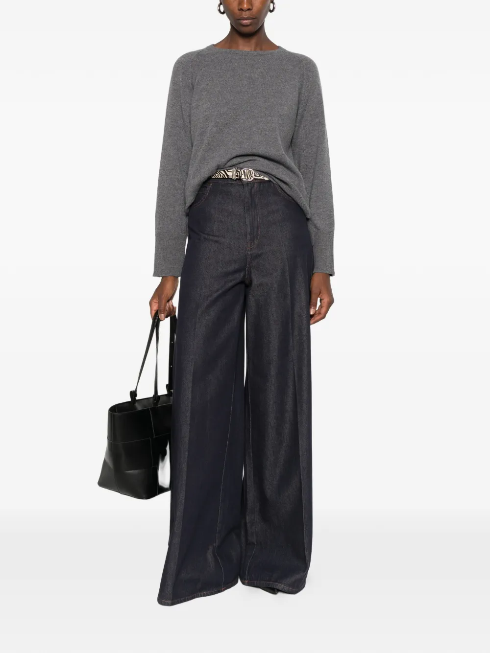 PT Torino raglan-sleeve side-slit sweater - Gris
