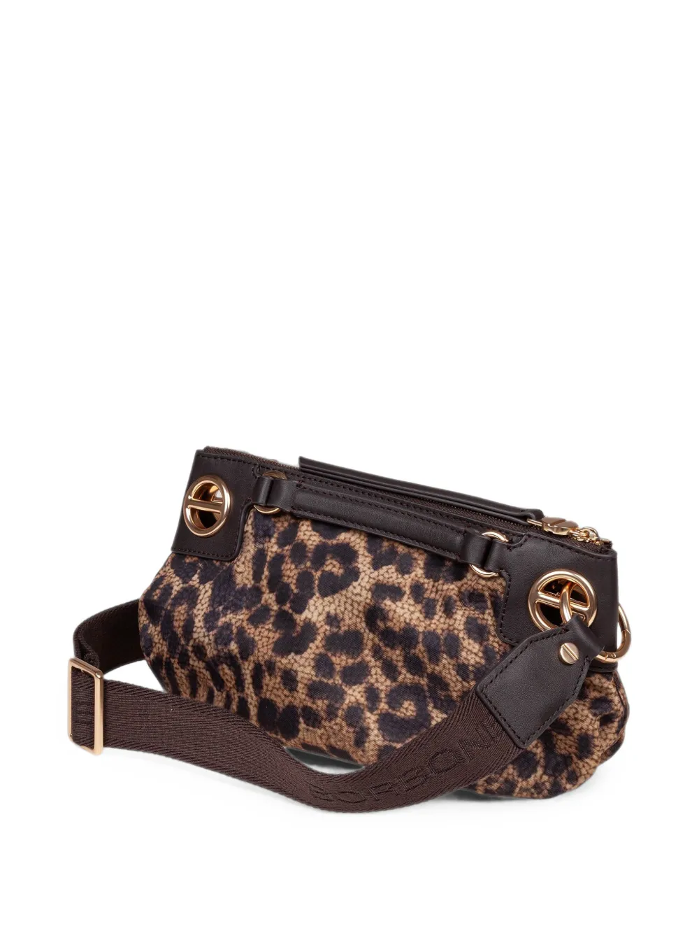 Borbonese London mini-clutch met luipaardprint Bruin