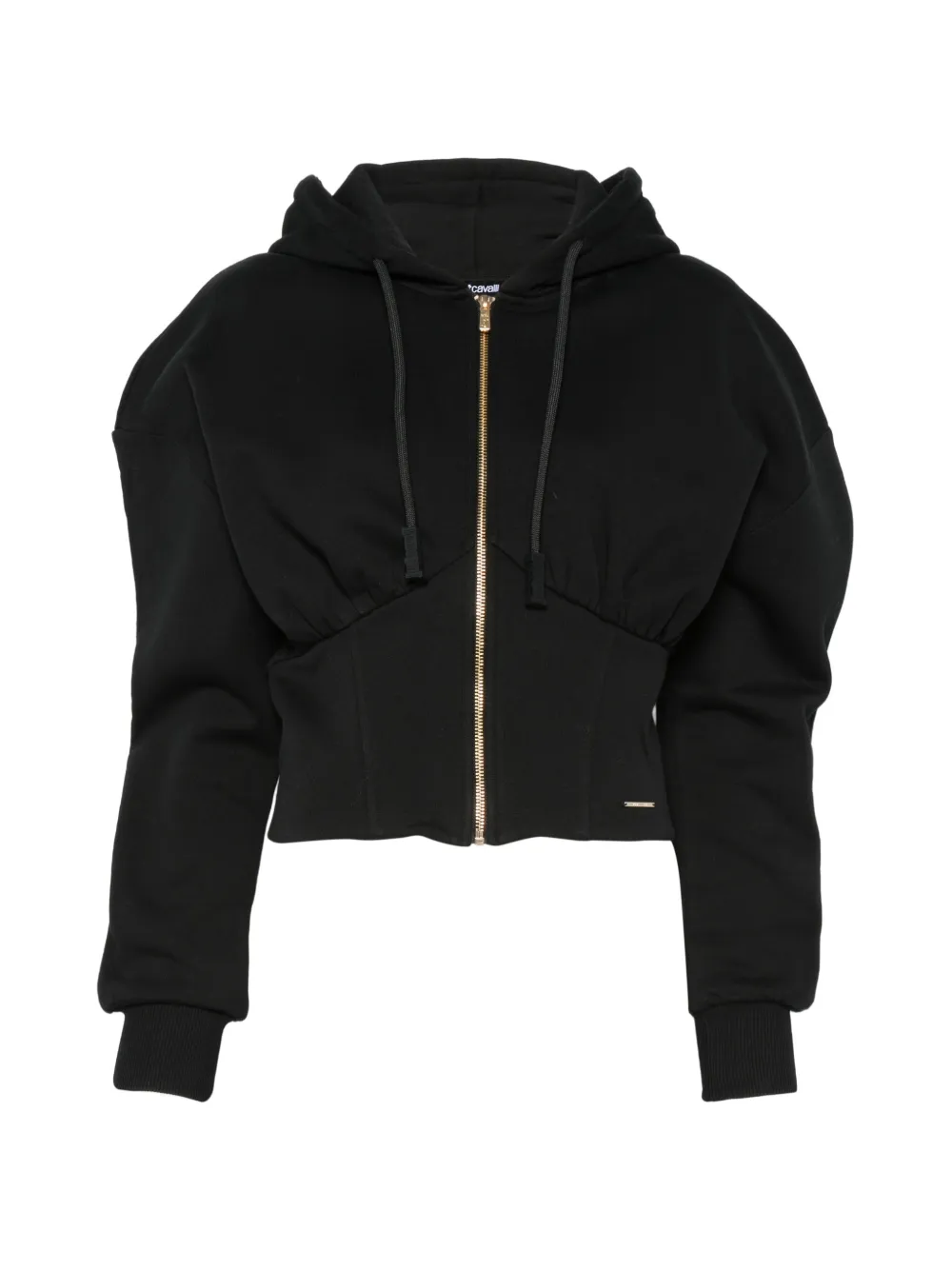 Just Cavalli corset-style zip-up hoodie Zwart