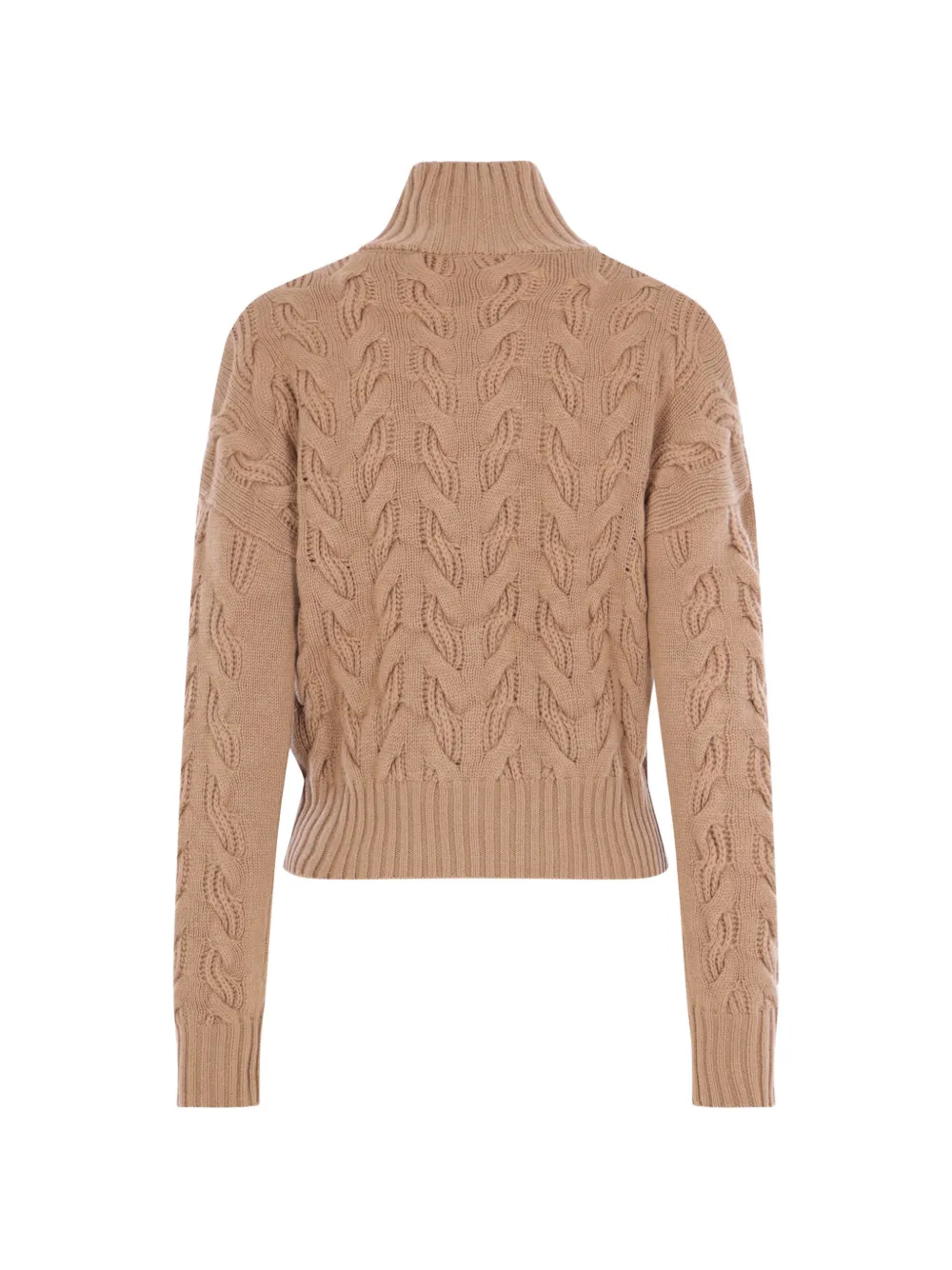 Max Mara Kabelgebreide trui met hoge hals Beige