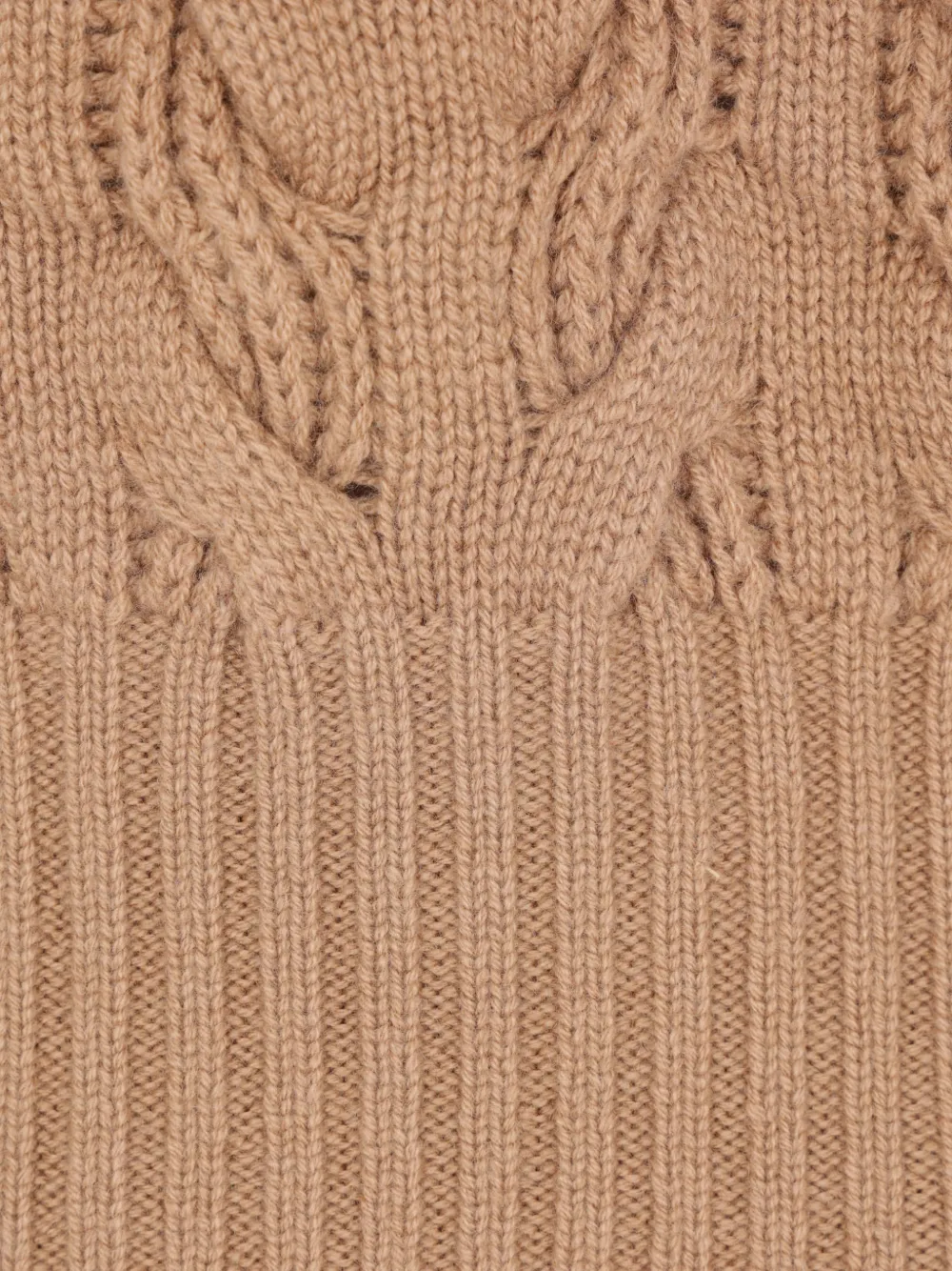 Max Mara Kabelgebreide trui met hoge hals Beige