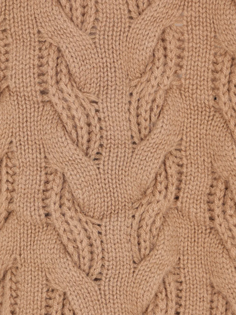 Max Mara Kabelgebreide trui met hoge hals Beige