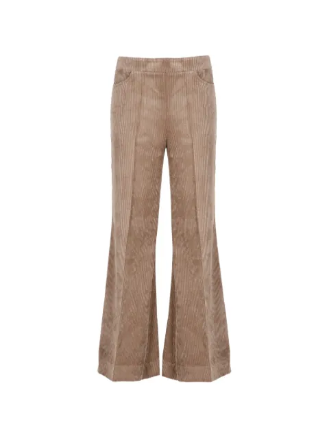 D.Exterior corduroy-effect flared trousers