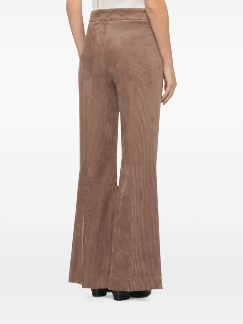 D.Exterior corduroy-effect flared trousers Bruin