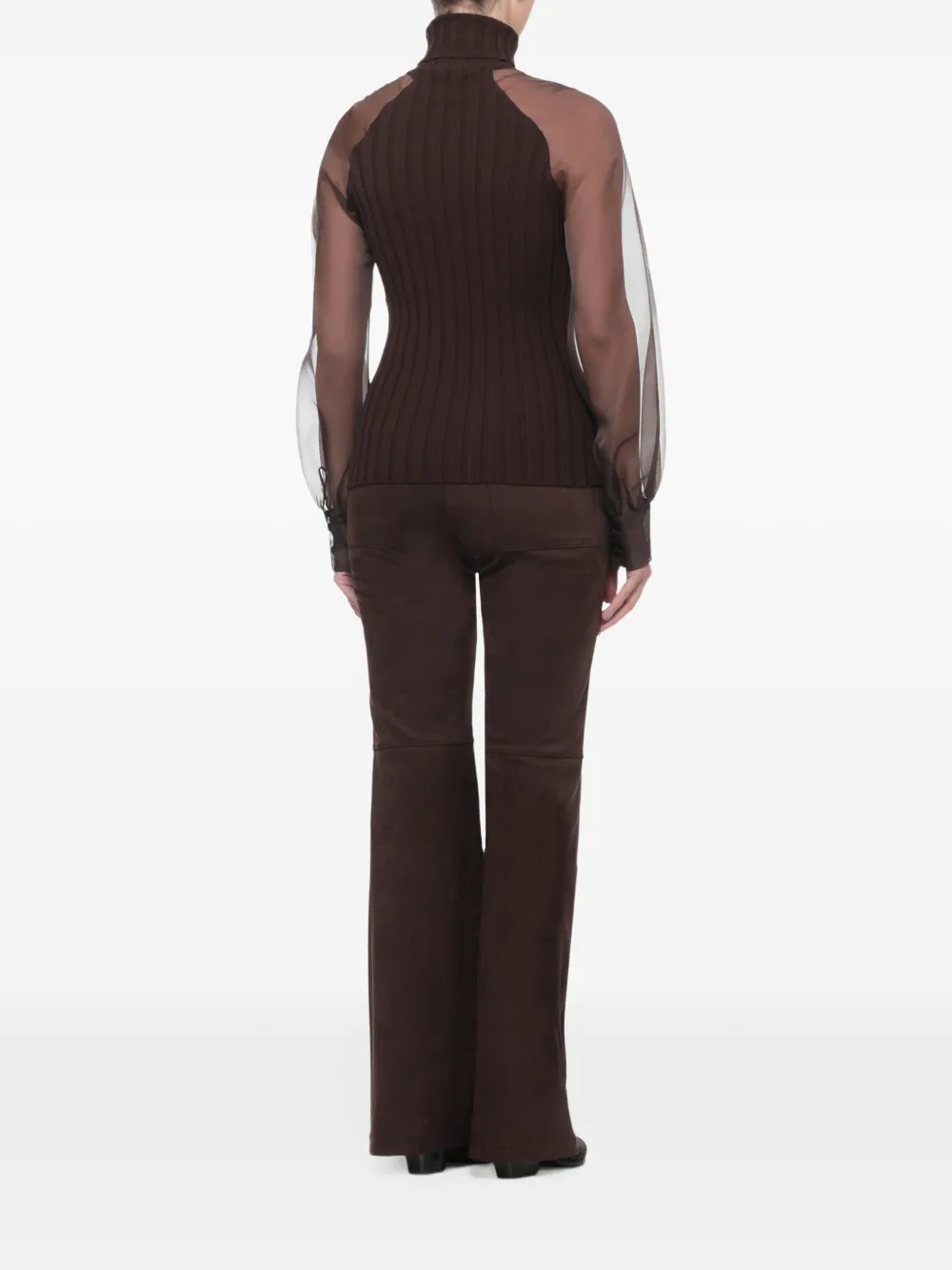 D.Exterior sheer-panel ribbed-knit sweater Bruin