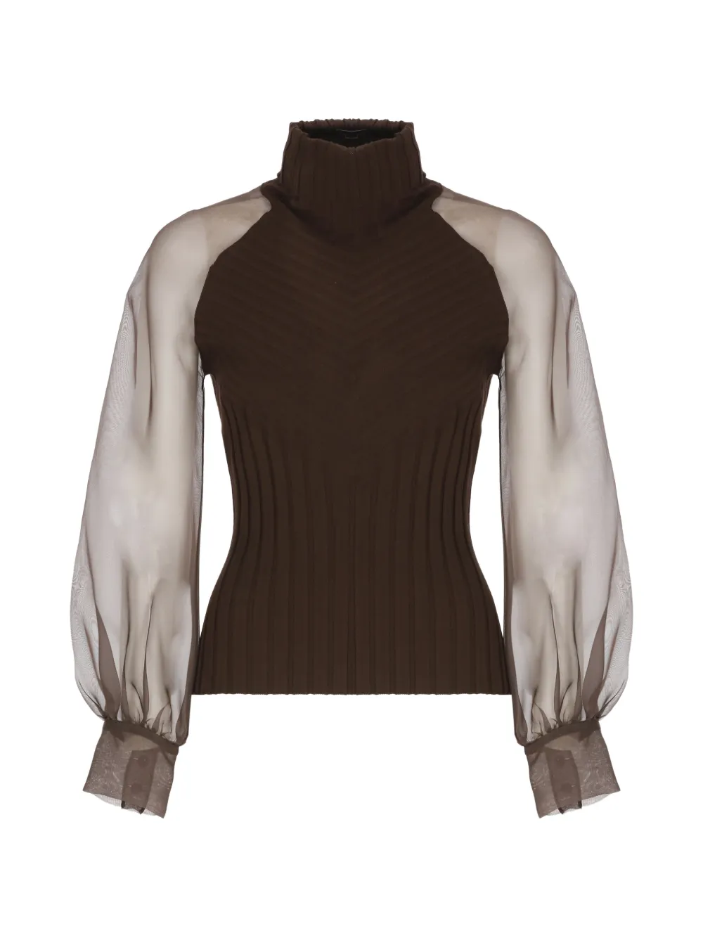 D.Exterior sheer-panel ribbed-knit sweater Bruin