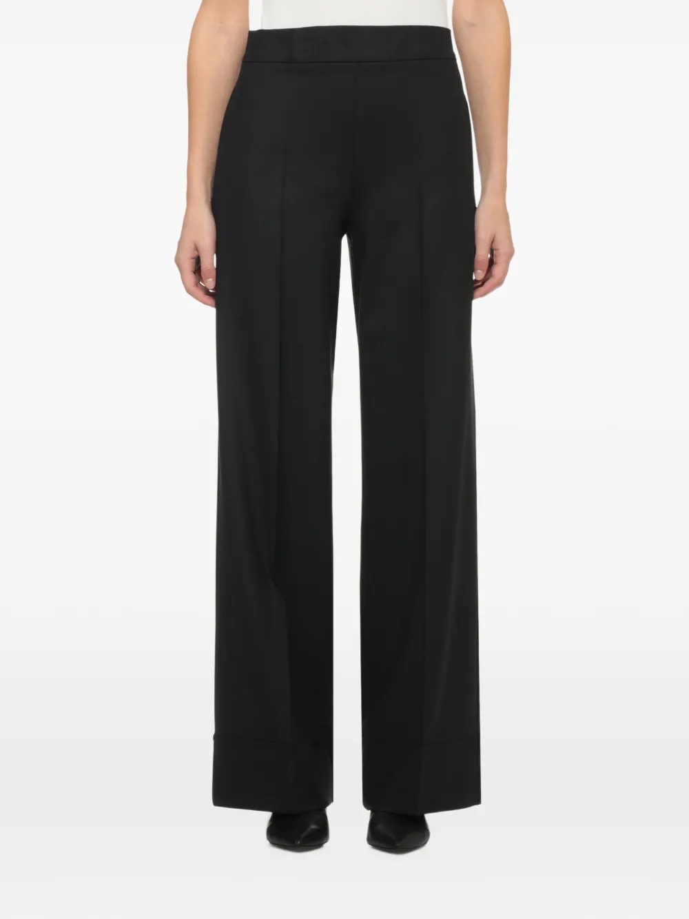 D.Exterior pressed-crease wide-leg trousers Zwart