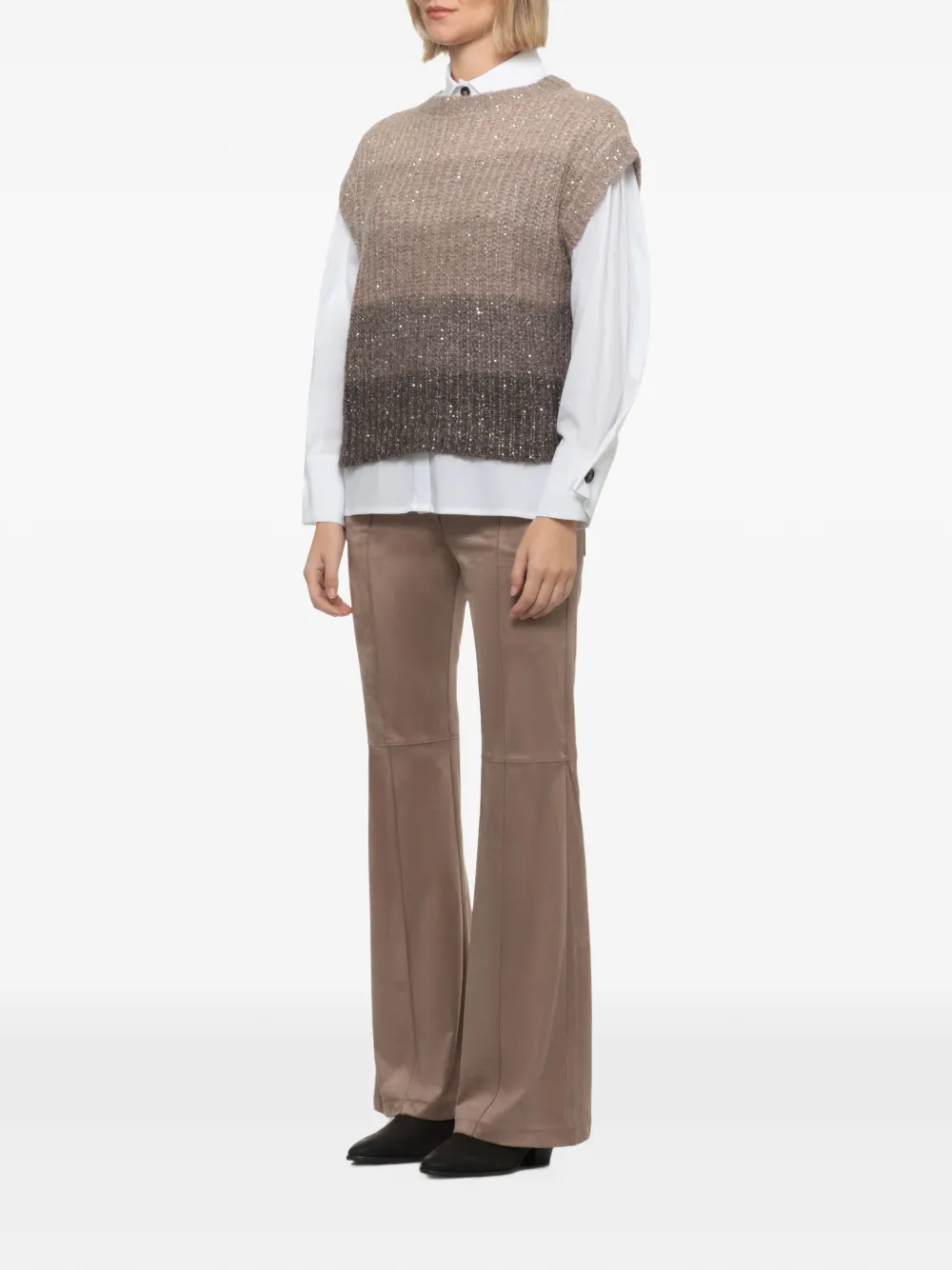 D.Exterior Spencer verfraaid met pailletten Beige