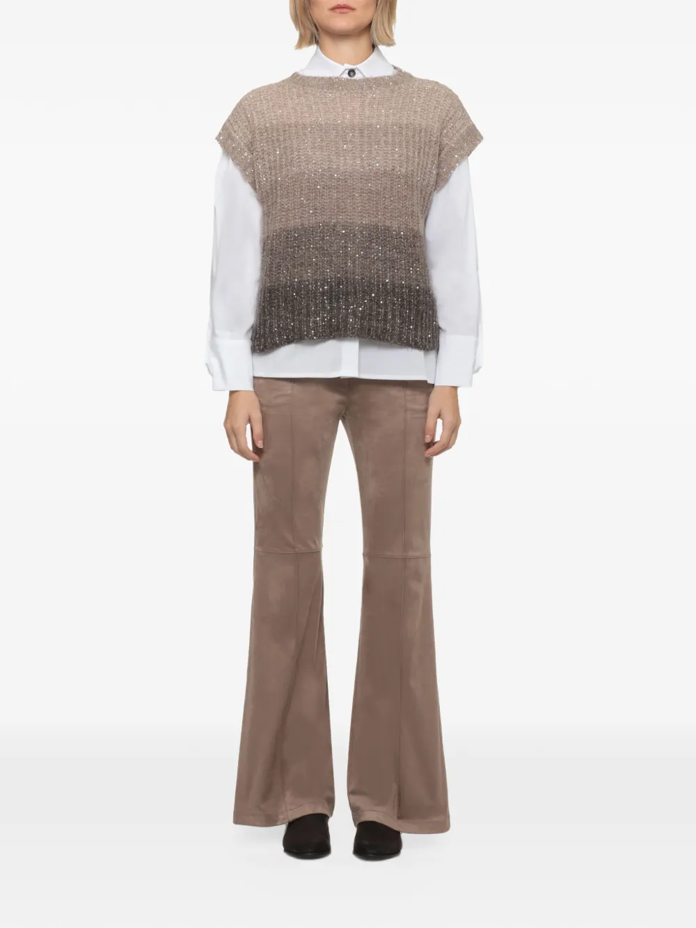 D.Exterior Spencer verfraaid met pailletten Beige