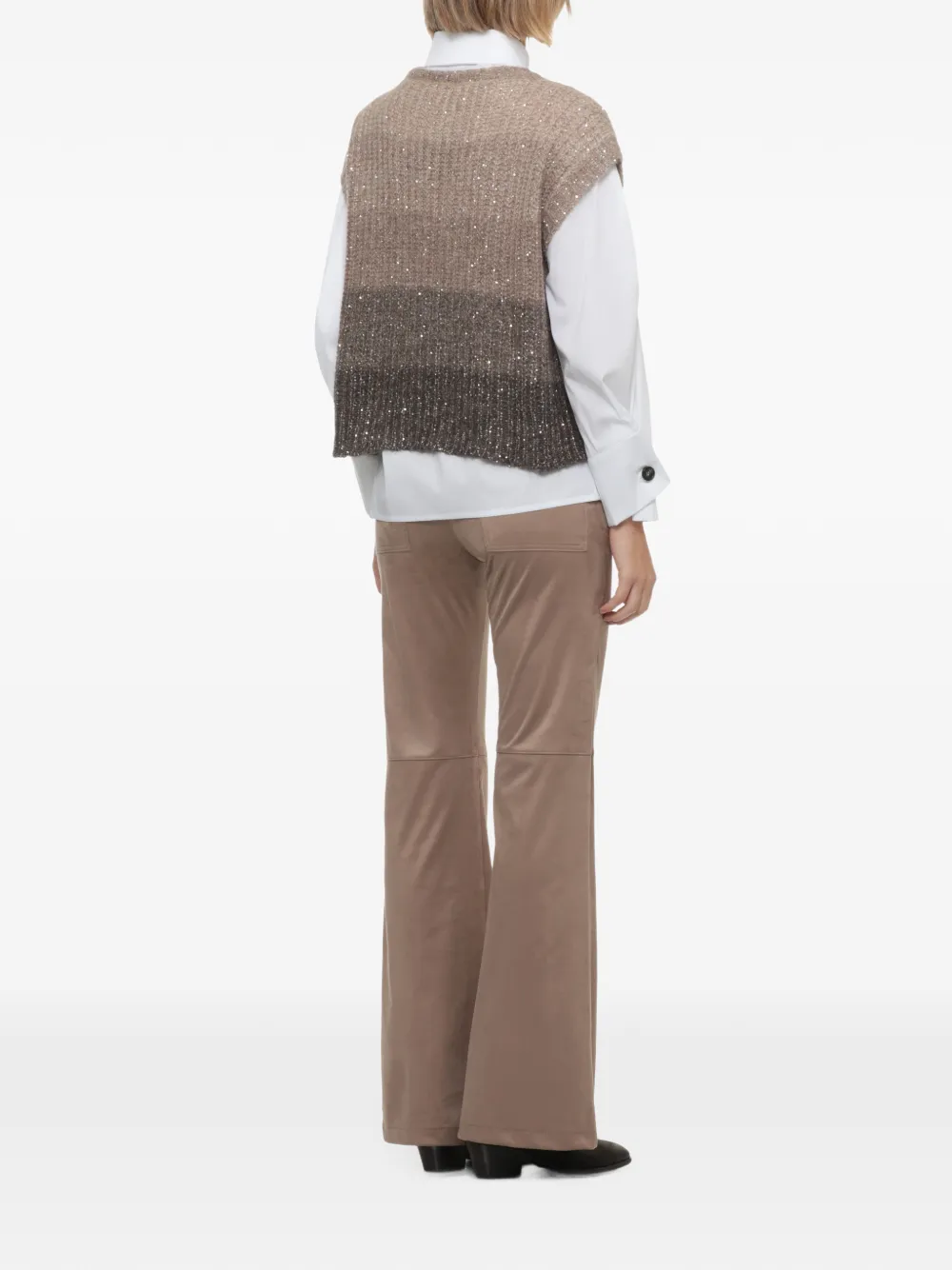 D.Exterior Spencer verfraaid met pailletten Beige