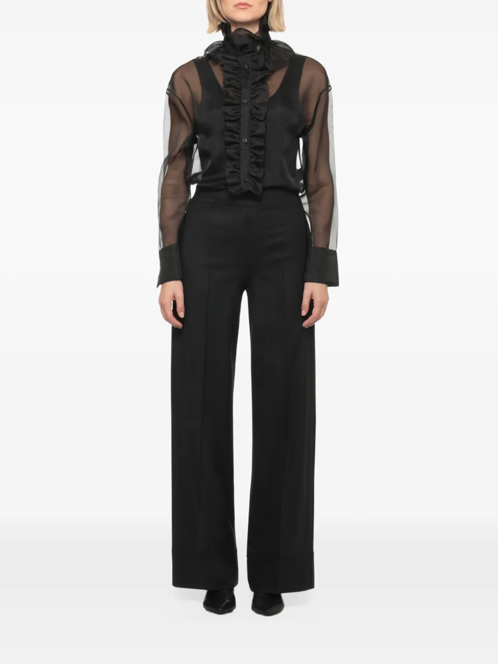 D.Exterior Blouse met ruches Zwart