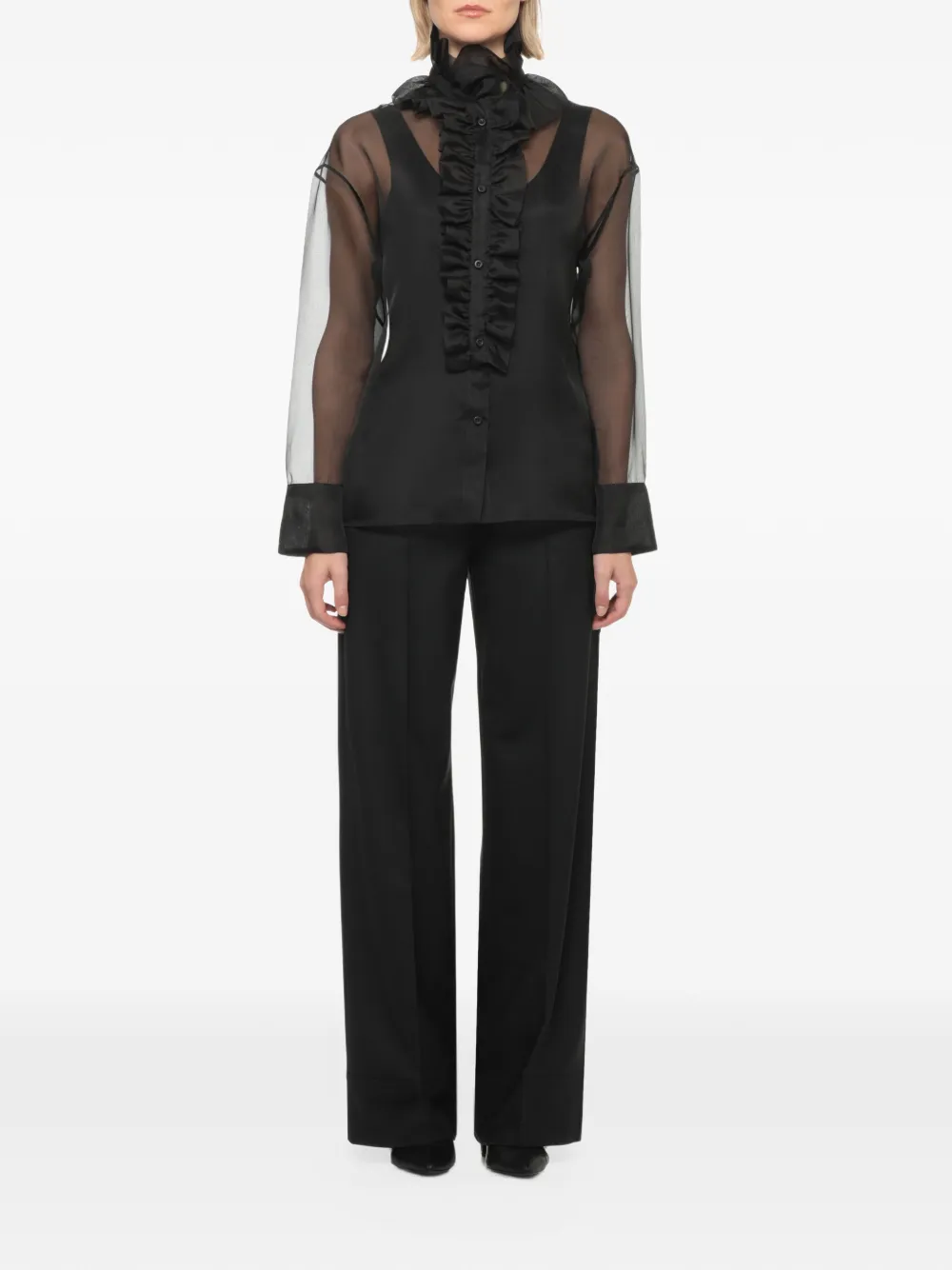 D.Exterior Blouse met ruches Zwart