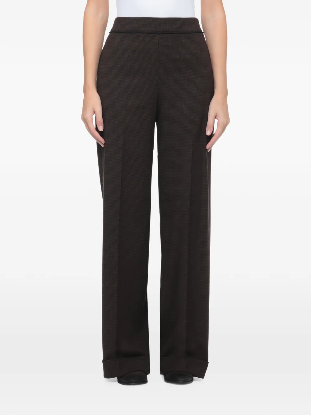 D.Exterior check turn-up trousers Bruin