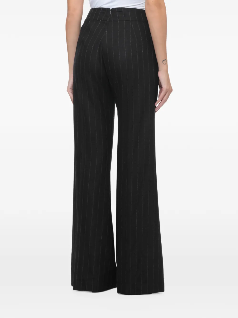 D.Exterior pinstripe wide-leg trousers Zwart